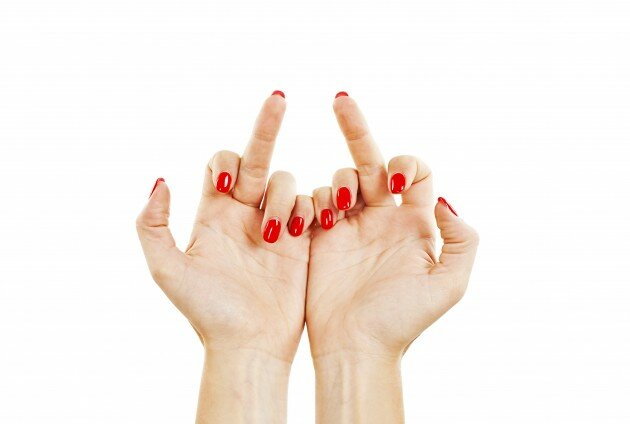 Middle finger Sign by female hands